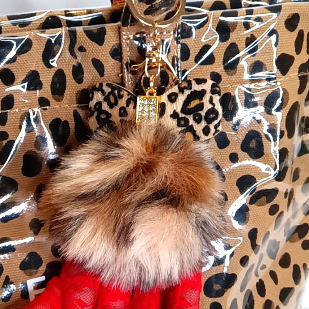 Leopard Print Tote Bag with Bow Accent - Picture 5 of 17